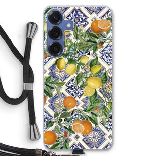 Blue tiles, lemons and oranges