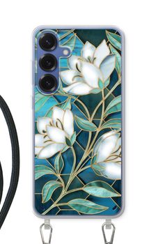 Blaue Glasmalerei Blumen