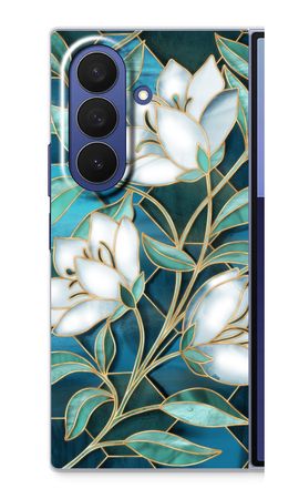 Blue stained glass flowers