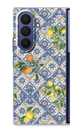 Blue tiles, lemons and oranges - small