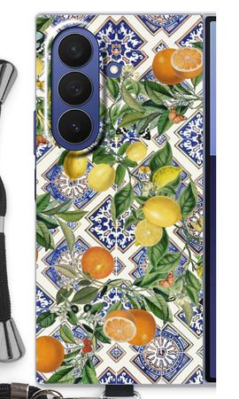 Blue tiles, lemons and oranges