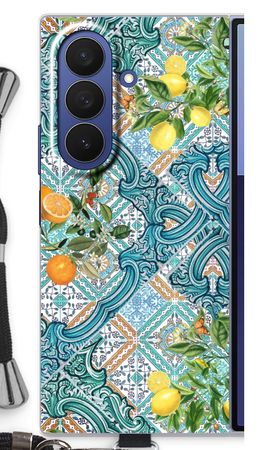 Blue tiles, lemons and oranges