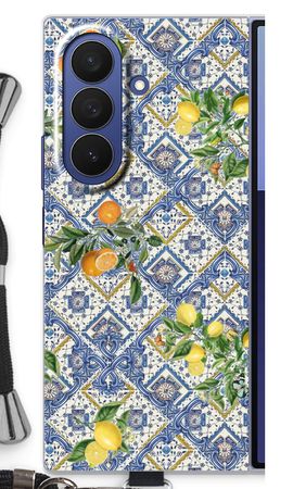Blue tiles, lemons and oranges - small