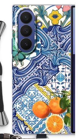 Blue tiles and oranges