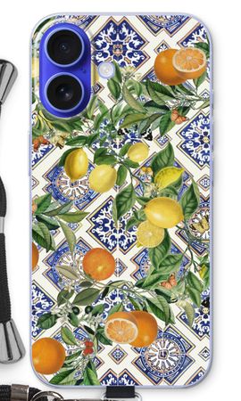 Blue tiles, lemons and oranges