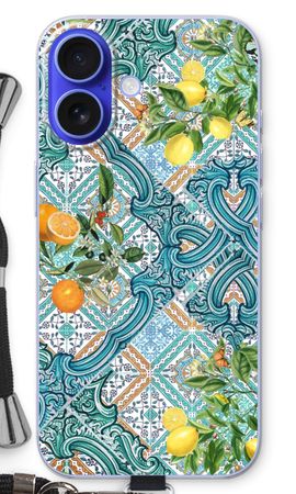 Blue tiles, lemons and oranges