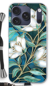 Fleurs en vitrail bleu