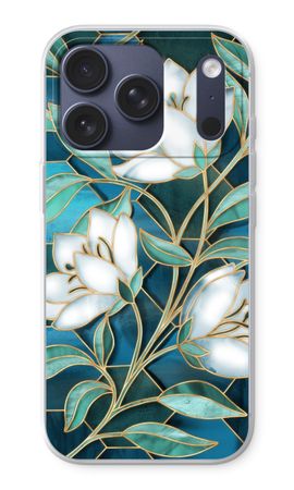 Blue stained glass flowers