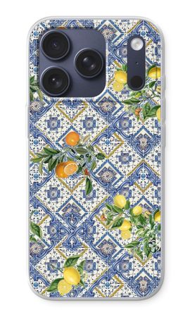 Blue tiles, lemons and oranges - small
