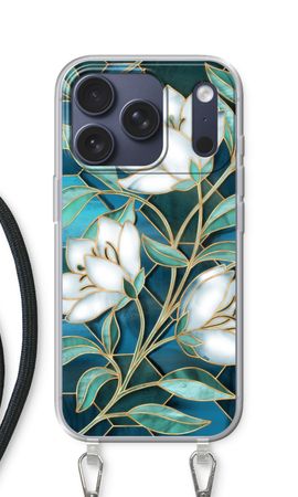 Blauwe glas-in-lood bloemen