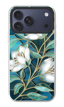 Blue stained glass flowers