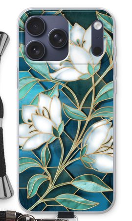 Blue stained glass flowers