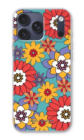 Retro Blumen - Blau