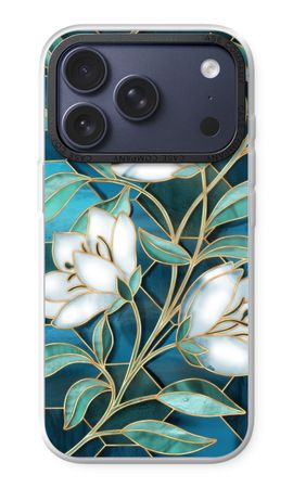 Blaue Glasmalerei Blumen