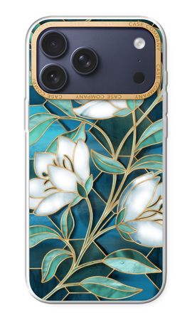 Blue stained glass flowers