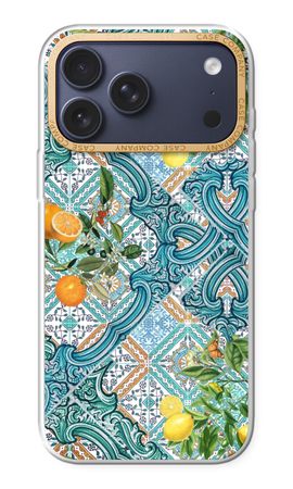Blue tiles, lemons and oranges