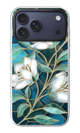 Blue stained glass flowers