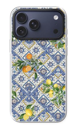 Blaue Fliesen, Zitronen und Orangen - klein