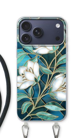 Blauwe glas-in-lood bloemen