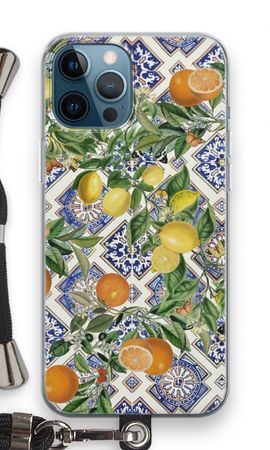 Blue tiles, lemons and oranges