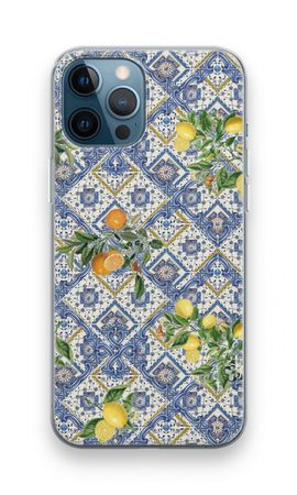 Blue tiles, lemons and oranges - small
