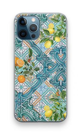 Blue tiles, lemons and oranges