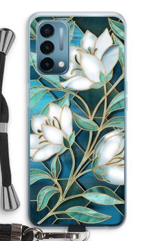 Fleurs en vitrail bleu