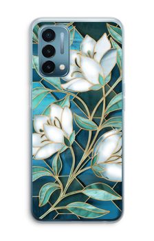 Blue stained glass flowers