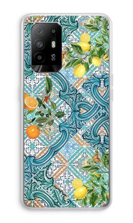 Blue tiles, lemons and oranges