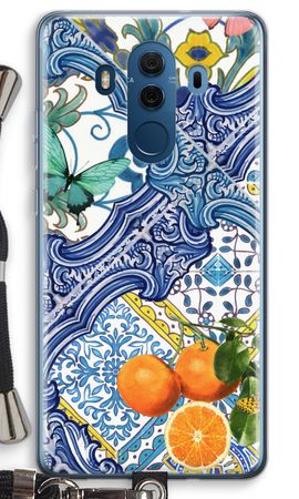 Blue tiles and oranges