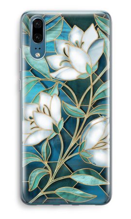 Blue stained glass flowers