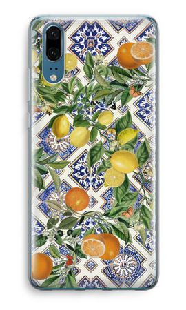 Blue tiles, lemons and oranges
