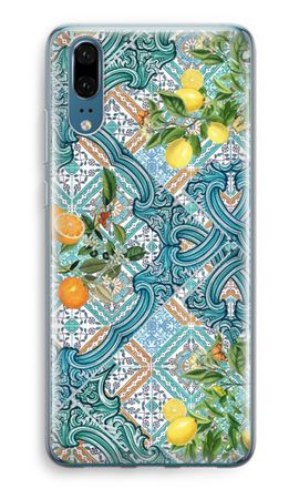 Blue tiles, lemons and oranges