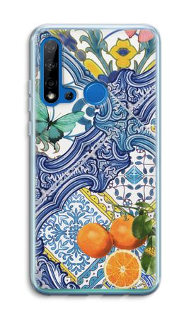 Blue tiles and oranges