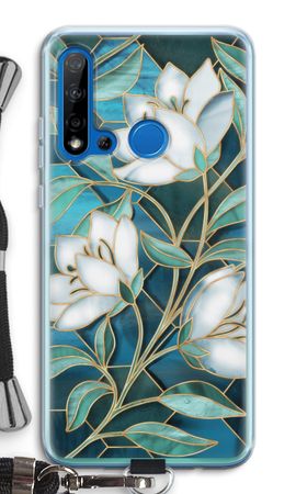 Blue stained glass flowers