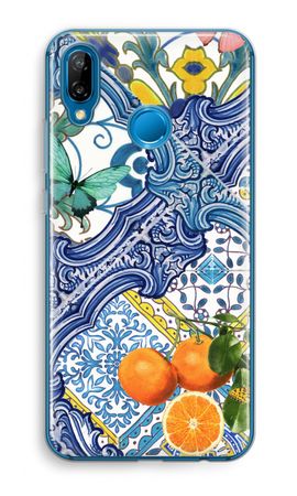 Blue tiles and oranges
