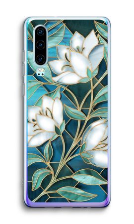 Blue stained glass flowers