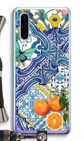 Blue tiles and oranges