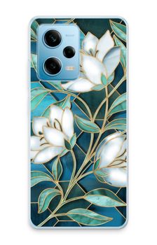 Blue stained glass flowers