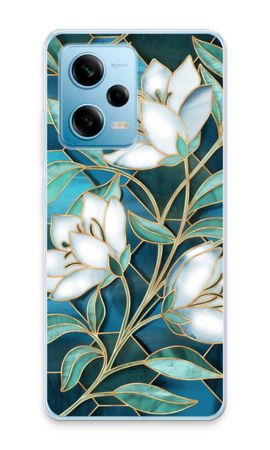 Blue stained glass flowers