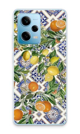 Blue tiles, lemons and oranges