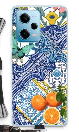 Blue tiles and oranges