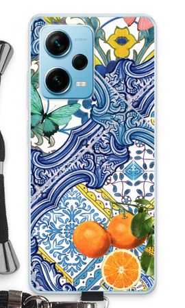 Blue tiles and oranges