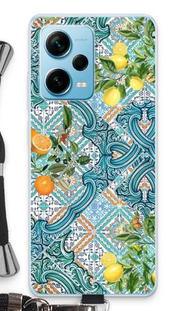 Blue tiles, lemons and oranges