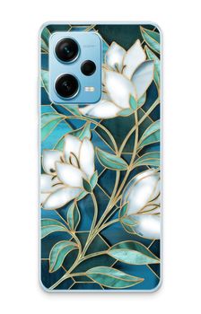 Blauwe glas-in-lood bloemen