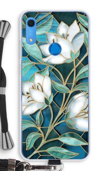 Blue stained glass flowers