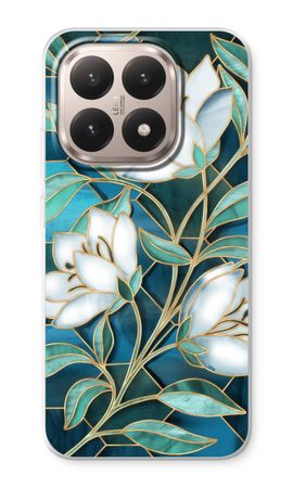 Blue stained glass flowers
