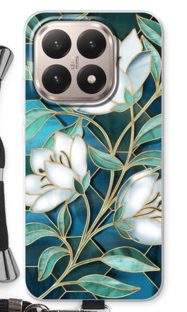 Blue stained glass flowers