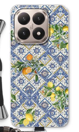 Blue tiles, lemons and oranges - small