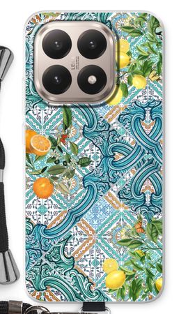 Blue tiles, lemons and oranges